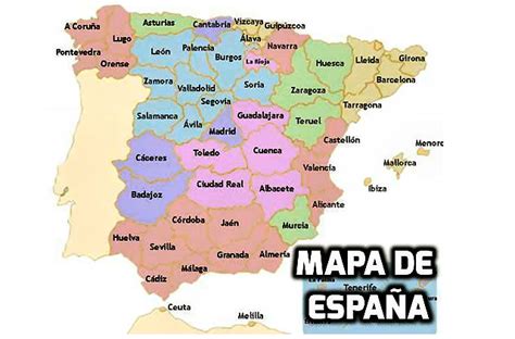 Mapa de España por provincias  con distancia entre ciudades