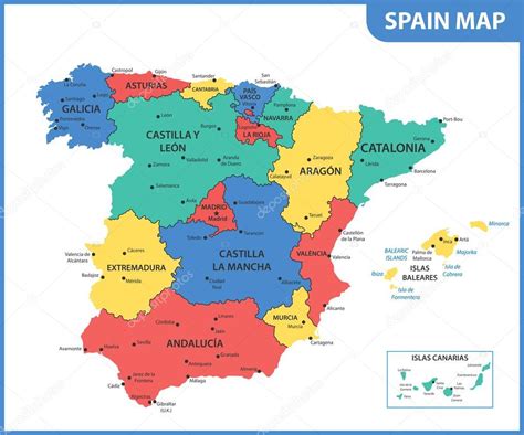 Mapa de españa regiones y ciudades | Mapa Detallado España ...