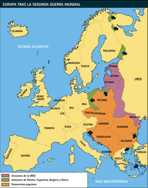 Mapa de Europa antes y después de la Segunda Guerra Mundial   Mapa de ...