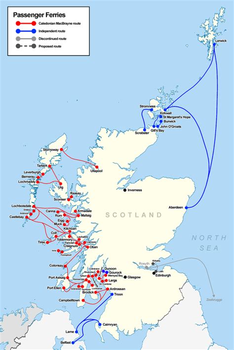 Mapa de ferries de Escocia   Más Edimburgo   Ideas ...
