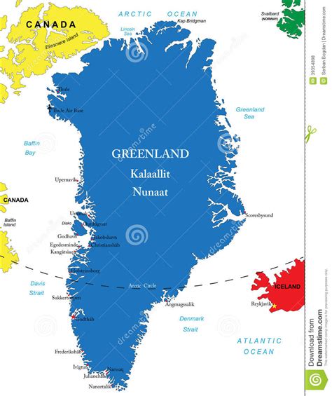 Mapa de Groenlandia ilustración del vector. Ilustración de ciudad ...