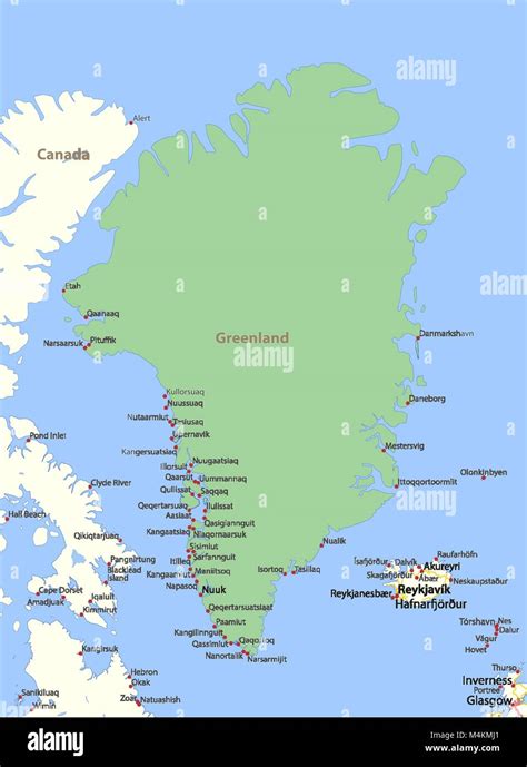 Mapa de Groenlandia. Muestra las fronteras de los países, las zonas ...
