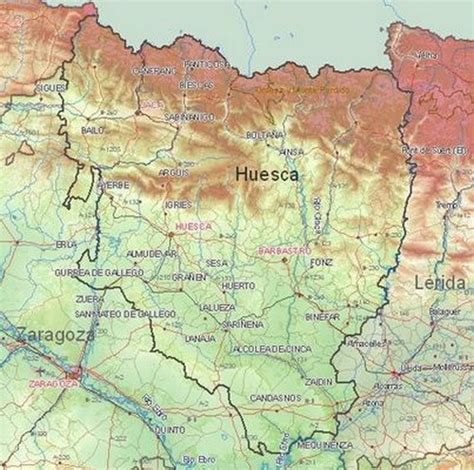 Mapa de Huesca   Mapa Físico, Geográfico, Político, turístico y Temático.