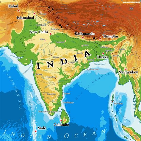 Mapa de la India | Político & Físico Grande Para Imprimir ...