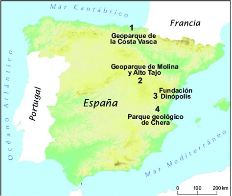 Mapa de la Península Ibérica con la ubicación geográfica ...