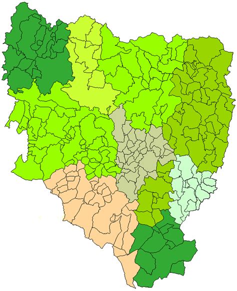 Mapa de la Provincia de Huesca con detalle de los municipios y las comarcas