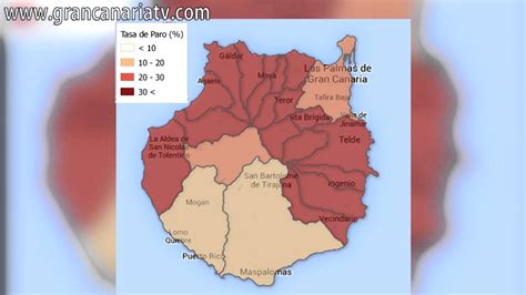 Mapa de la tasa de paro en Gran Canaria por municipios ...