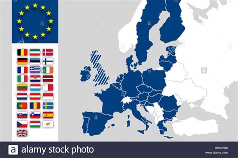 Mapa de la UE, los países de la Unión Europea   Banderas ...