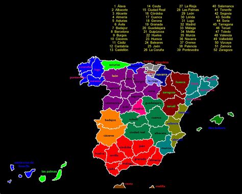 Mapa de las Comunidades Autónomas y Provincias de España ...