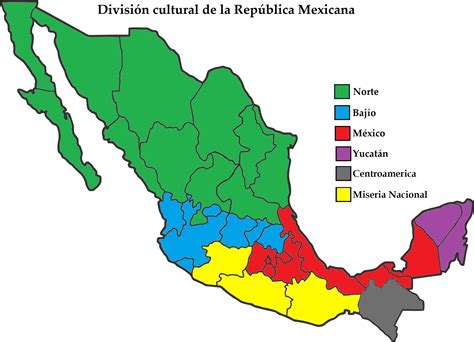 Mapa de las regiones culturales de México : mexico