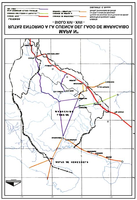 Mapa de las rutas comerciales de la cuenca del Lago Maracaibo, siglos ...