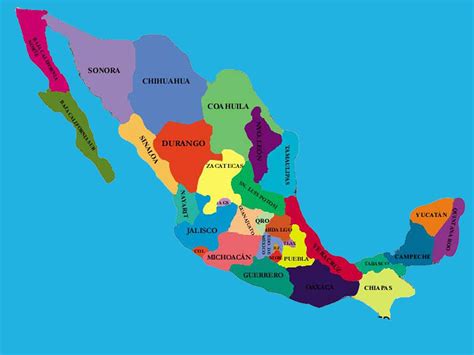 Mapa de México con nombres y división politica | Imágenes chidas