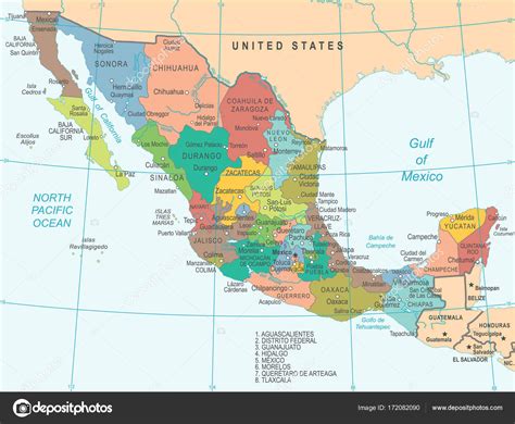 Mapa de México   Ilustración vectorial — Archivo Imágenes Vectoriales ...