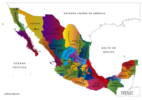 Mapa de México y sus Estados para colorear + PDF