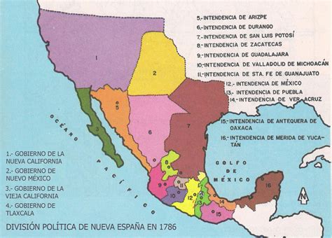 Mapa de Nueva España 1786  división político ...