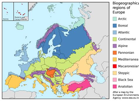 Mapa de Regiones biogeográficas de Europa 2006   mapa.owje.com