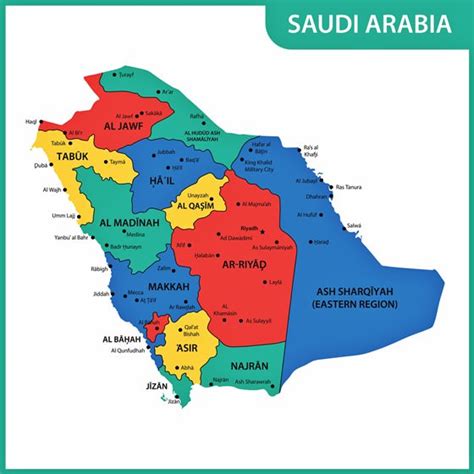 Mapa de regiones y provincias de Arabia Saudita ...