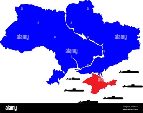 Mapa de Ucrania de color azul. Mapa político de Ucrania. Península de ...