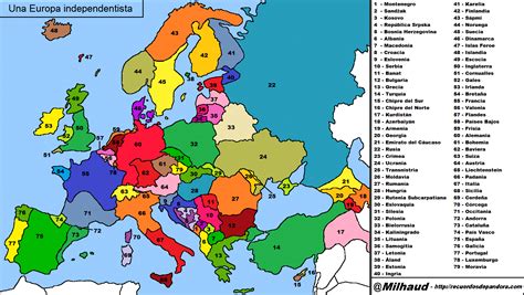 Mapa de una Europa donde triunfaron los independentismos