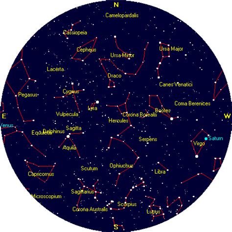 Mapa Del Cielo Nocturno Hoy | Mapa