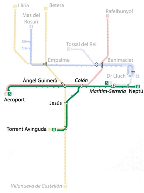 Mapa del metro de Valencia, España