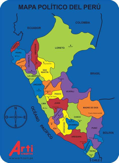 Mapa del Perú: Político, Regiones, Departamentos, Relieve, para ...