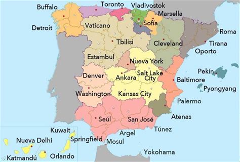 Mapa España: Ciudades extranjeras a la misma latitud ...