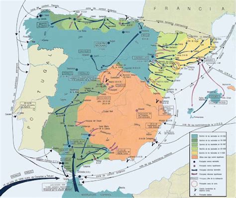 Mapa   Evolución de la Guerra Civil Española