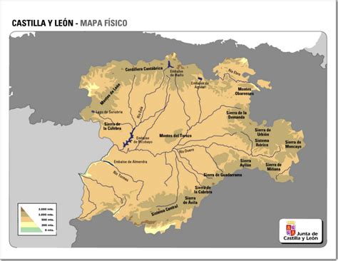Mapa físico de Castilla y León Mapa de relieve de Castilla ...