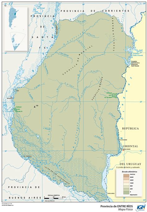 Mapa físico de la Provincia de Entre Ríos, Argentina   Tamaño completo ...