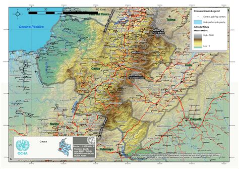 Mapa físico del Cauca   Tamaño completo