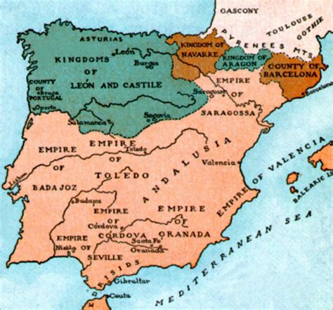 Mapa Histórico da Espanha, em 1037