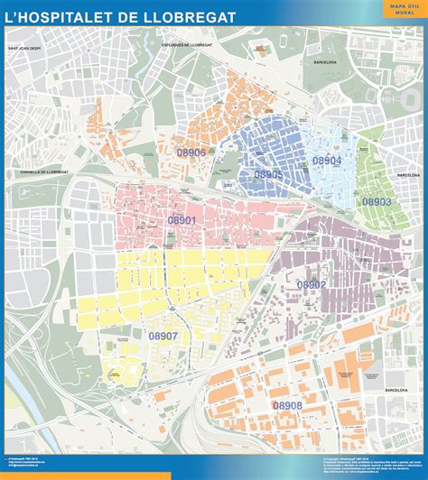 Mapa Hospitalet de Llobregat codigos postales | Mapas ...