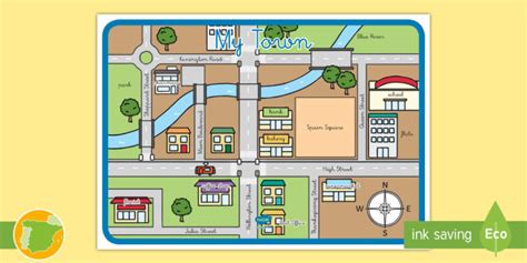 Mapa: Mi ciudad en inglés  teacher made