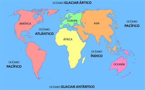 Mapa mundi oceanos y continentes   Imagui