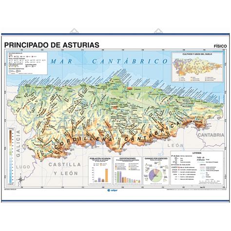 Mapa mural del Principado de Asturias   Físico / Político