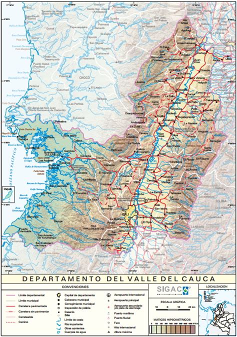 Mapa para imprimir de Valle del Cauca Mapa físico de Valle del Cauca ...