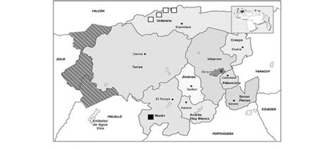 Mapa político administrativo del estado Lara con los límites de los ...