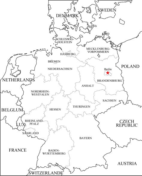 Mapa político de Alemania para imprimir Mapa de estados ...