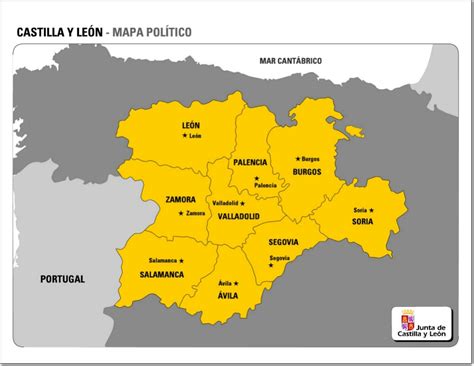 Mapa político de Castilla y León Mapa de provincias y ...