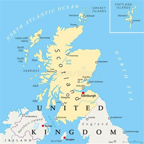 Mapa político de Escócia ilustração do vetor. Ilustração de hebridas ...
