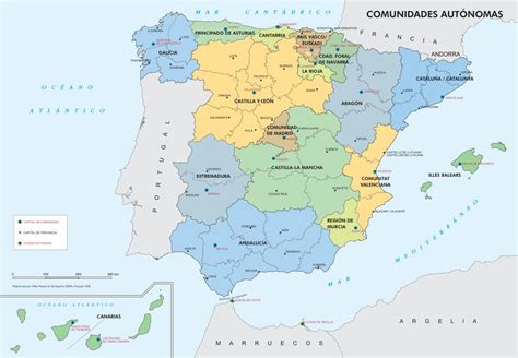 Mapa político de España Mapa de comunidades autónomas y ...