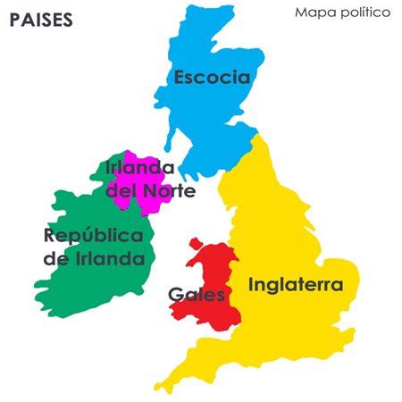 Mapa politico de Inglaterra, Irlanda, Gales y Escocia ...