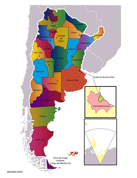 Mapa político de la Argentina para colorear e imprimir + PDF | Mapa de ...