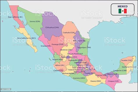 Mapa Político De México Con Nombres Illustracion Libre de Derechos ...