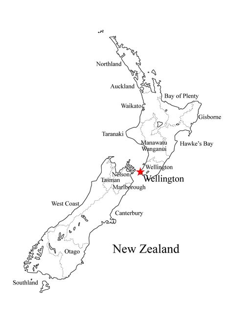Mapa político de Nueva Zelanda para imprimir Mapa con la ...