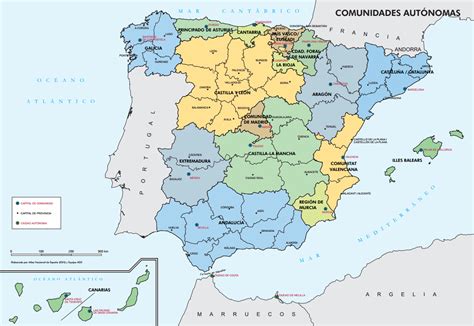 Mapa político España primaria Comunidades Autónomas ...