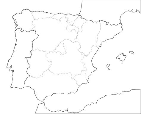 Mapa político mudo de España para imprimir Mapa de ...