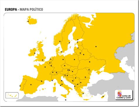 Mapa político mudo de Europa Mapa de países y capitales de ...