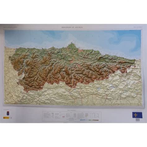 Mapa Principado de Asturias relieve 1:200.000